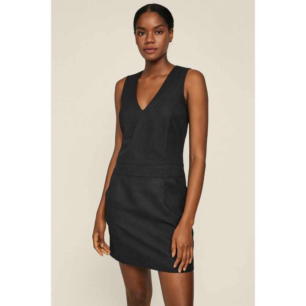 Vince Women’s 6 Black Sleeveless V-Neck Shift Dress Minimalist Chic LBD